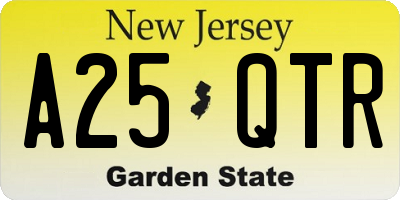 NJ license plate A25QTR