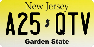NJ license plate A25QTV