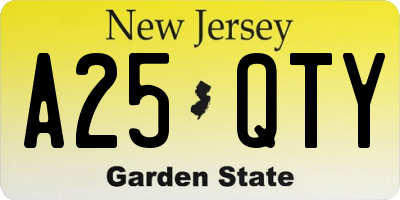 NJ license plate A25QTY