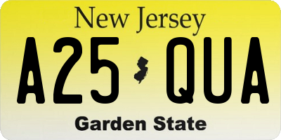 NJ license plate A25QUA