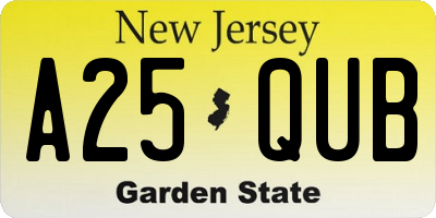 NJ license plate A25QUB