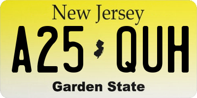 NJ license plate A25QUH