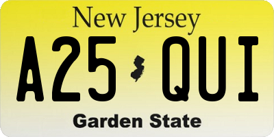 NJ license plate A25QUI