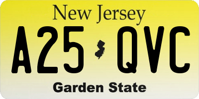 NJ license plate A25QVC