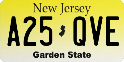 NJ license plate A25QVE