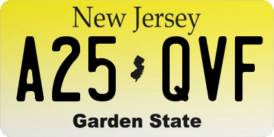 NJ license plate A25QVF