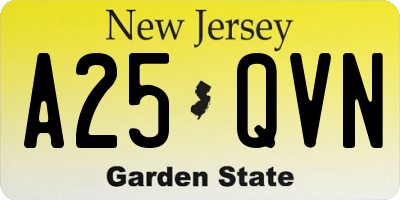 NJ license plate A25QVN