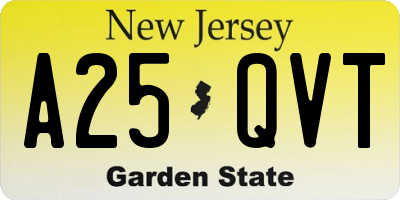 NJ license plate A25QVT
