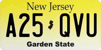 NJ license plate A25QVU