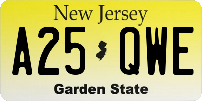NJ license plate A25QWE