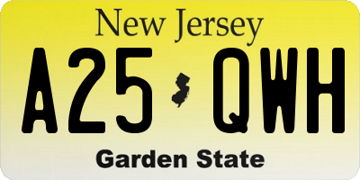 NJ license plate A25QWH