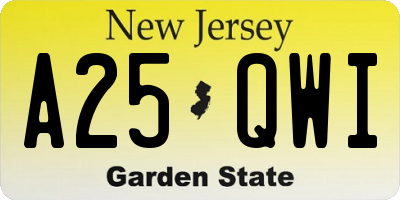 NJ license plate A25QWI