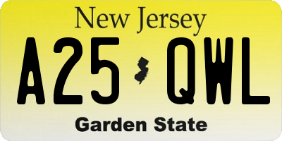 NJ license plate A25QWL