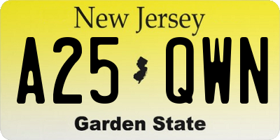 NJ license plate A25QWN