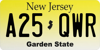 NJ license plate A25QWR