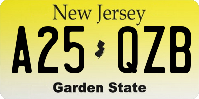 NJ license plate A25QZB