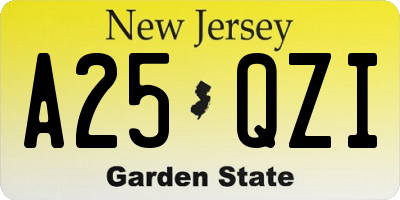 NJ license plate A25QZI