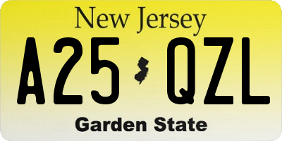 NJ license plate A25QZL