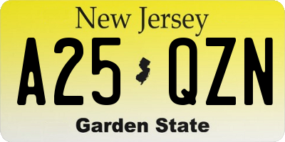 NJ license plate A25QZN