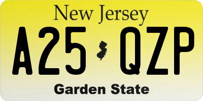 NJ license plate A25QZP