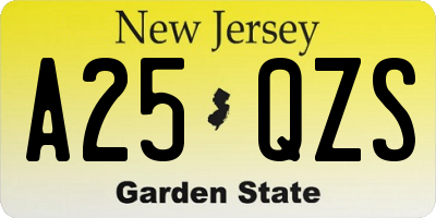 NJ license plate A25QZS