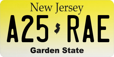 NJ license plate A25RAE