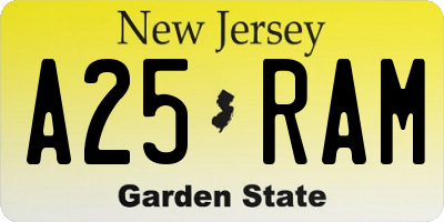NJ license plate A25RAM