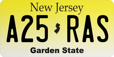 NJ license plate A25RAS
