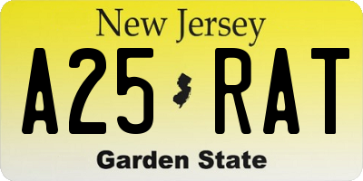NJ license plate A25RAT