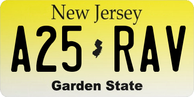 NJ license plate A25RAV