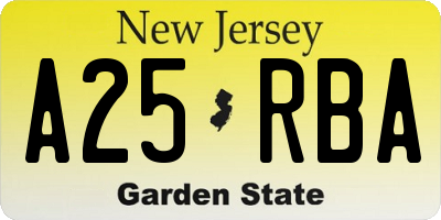 NJ license plate A25RBA