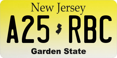 NJ license plate A25RBC