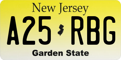 NJ license plate A25RBG