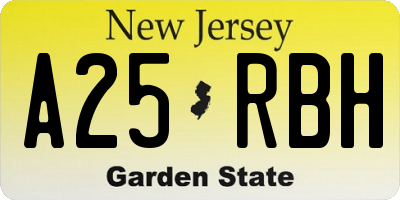NJ license plate A25RBH
