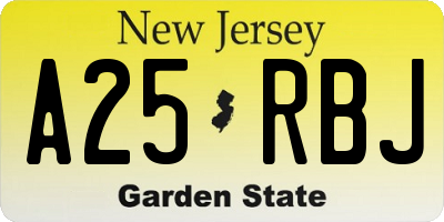 NJ license plate A25RBJ