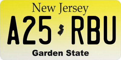NJ license plate A25RBU