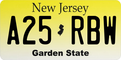 NJ license plate A25RBW
