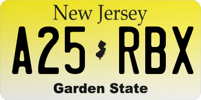 NJ license plate A25RBX