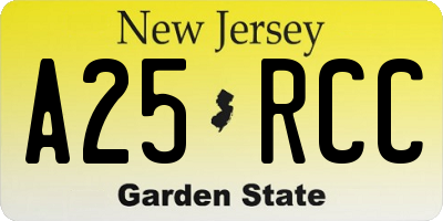 NJ license plate A25RCC