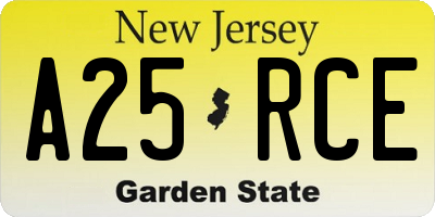 NJ license plate A25RCE
