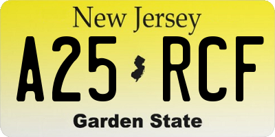 NJ license plate A25RCF