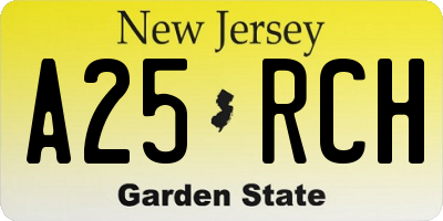 NJ license plate A25RCH