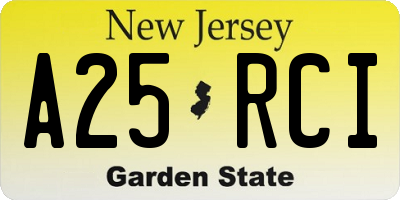 NJ license plate A25RCI