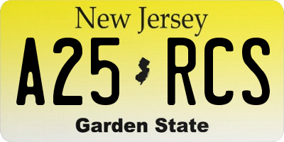 NJ license plate A25RCS