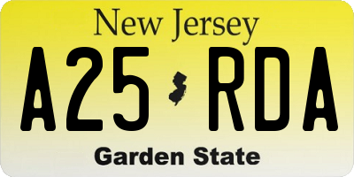 NJ license plate A25RDA