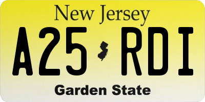 NJ license plate A25RDI