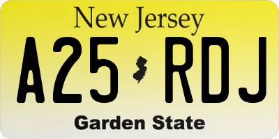 NJ license plate A25RDJ