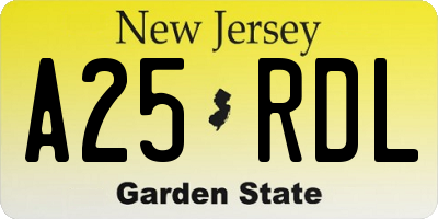 NJ license plate A25RDL