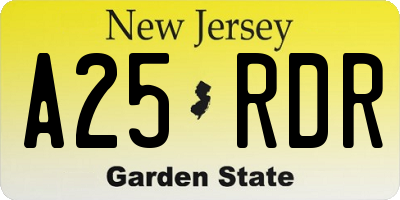 NJ license plate A25RDR