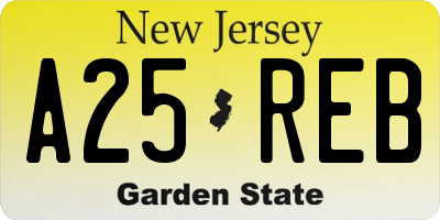 NJ license plate A25REB